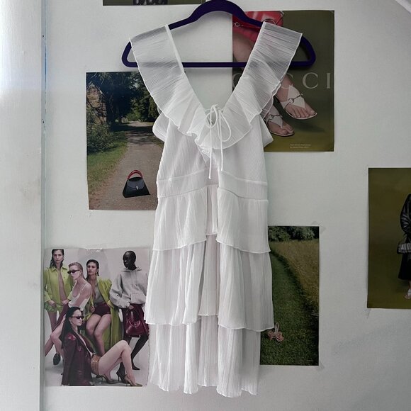 Express Dresses & Skirts - Vintage White Chiffon Tank Dress Off The Shoulder Bohemian Bridal Dresses